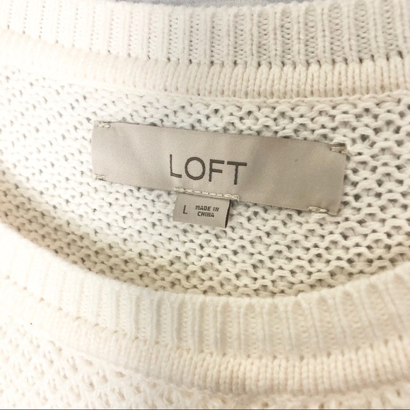 LOFT | Cable Knit Trim Stitchy Sweater Large - Picture 4 of 5